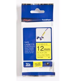 Tape BROTHER TZEFX631 12mmx8m ID sor/gul